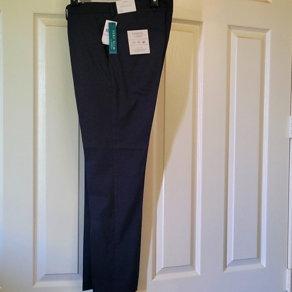 NWT Perry Ellis Portfolio Travel Lux Navy 32x30 Men's dress slacks Very Slim